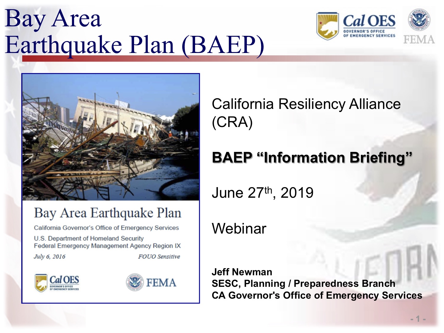 Bay Area Earthquake Plan Webinar