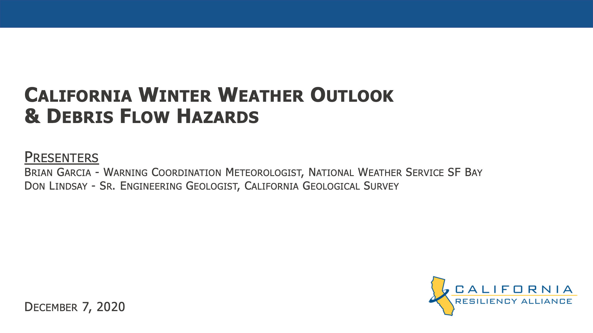 Winter Weather Outlook & Debris Flow Hazards Webinar