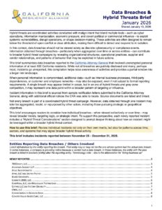 First page of the CRA's January 2026 Data Breach Brief